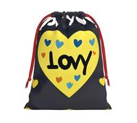 Te quiero con todo mi corazón. Bolsa de franela con cordón ajustable y estampado, ideal para envolver regalos navideños o para cumpleaños.