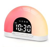 Te-Rich Despertador de luz para dormir profundo, despertador con luz de día con simulación de amanecer y puesta de sol, luz despertar con 2 despertadores, 10 luces de noche de brillo para dormitorio,
