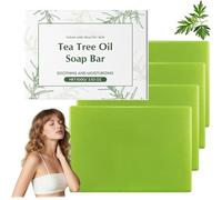 Té Tree Oil Soap Bar Body Face 100 g Tea Tree Face Wash Hydrating Body Wash Daily Cleansing Men Women Odor Control Refresshing Skin Natural Cleanser Organic Soap Unscented Travel Gym Purifying (4