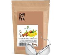 Té verde Diente de León y Canela para infusión 200g -DETOX Depurativo Diurético - 100% Natural y Vegano + Incluye practica Bola Infusora de Acero Inoxidable
