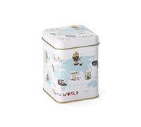 Tea around the World - Lata para té (100 g, cuadrada, tapa de 9,8 x 6,5 x 6,5 cm)