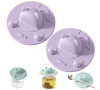 Tea Bag Holder for Mug, Cat-Designed Cup Cover with Tea Bag, Tea Cup Covers Silicone, Easy to Use and Mess-Free (Purple)