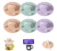 Tea Bag Mug Topper,Cute Cat-Designed Silicone Cup Covers,Portable Tea Bag Holder Mug Lid for Coffee & Milk,Easy to Use and Clean,Dishwasher Safe (6Mix)