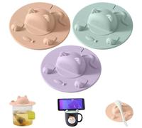 Tea Bag Mug Topper,Cute Cat-Designed Silicone Cup Covers,Portable Tea Bag Holder Mug Lid for Coffee & Milk,Easy to Use and Clean,Dishwasher Safe (3Mix)