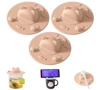 Tea Bag Mug Topper,Cute Cat-Designed Silicone Cup Covers,Portable Tea Bag Holder Mug Lid for Coffee & Milk,Easy to Use and Clean,Dishwasher Safe (3Pink)