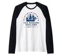 Tea Bagging England Since 1773 Patriotic 4th of July Funny Camiseta Manga Raglan