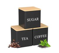 Tea Canister - 3 Pieces Tea Storage Containers | Sugar Jar With Lids | 500ml Grain Storage Jars For Home Bakers Drinkers Kitchen Homeowners Renters Countertop Pantry Shelves Daily Cooking Office RV