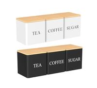 Tea Canister Set - 3 Pieces 500ml Grain Storage Jar , Sugar Keeper Container Set, Airtight Kitchen Pantry Storage System, Countertop Dry Food Organization Jars | For Home Bakers Drinkers Kitchen