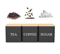 Tea Canister - Sugar Jar With Lids, 3 Pieces 500ml Grain Storage Jars, Container With Lids | For Home Bakers Drinkers Kitchen Homeowners Renters Countertop Pantry Shelves Daily Cooking Office RV