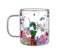 Tea Cup - Glass, 250ml Drinking Cup Double Wall Insulated Mug Heat Resistant Design - Comfortable Thick Handle And Modern Shape, Clear Glass Coffee Mug For Coffee, Tea, Hot Drinks, Cold Beverages,