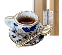 Tea Cup Teaspoon Hinge Head - Miniature Topper Decoration, Cup Art Nail Setter Hinge Pin Topper Doors Gabinets | Whimsical Kitchen Accent, Doll House Cabinet Embellishment, Shabby Chic Decor