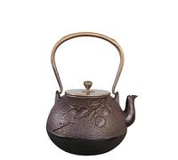 Tea de hierro fundido, Tetera de hierro fundido de 1,25 l con revestimiento de tetsubin negro, apta for estufa.