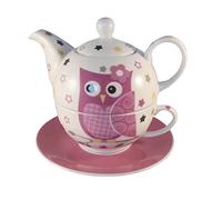 Tea for one - Juego de té (3 piezas, tetera con taza y platillo, en caja de regalo), color rosa