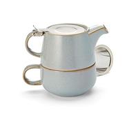 Tea for one Tea for one - Juego de té (cerámica, 4 piezas, con filtro y tapa de acero inoxidable, tetera de 0,45 l, taza de 0,25 l)