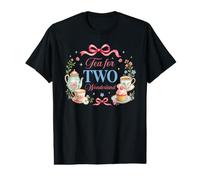 Tea For Two Wonderland Coquette Bow 2º Cumpleaños Niña 2 Años Camiseta gráfica económica