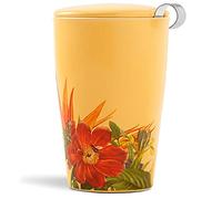 Tea Forte Kati Cup Paradis, taza de infusor de té de cerámica con cesta de infusor y tapa para remojar té de hojas sueltas