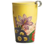 Tea Forte Kati Cup Soleil, taza infusora de té de cerámica con cesta infusora y tapa para remojar té de hojas sueltas