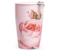 Tea Forte Kati Cup Taza de infusión de té de cerámica con cesta de infusor y tapa para remojar, Jardin