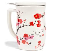 Tea Forte Taza de té de cerámica Fiore con infusor, Sakura, 14 onzas
