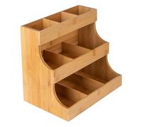 Tea Holder, Teabag Storage, 12.2x8.27x8.27 Inches Compact Space Saving 3 Tier Wooden Rack, Design, Natural Wood Finish, Teabags Chest for Kitchen, Pantry, Countertop Display, Home