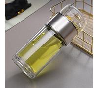Tea Infuser Bottle Tea and Water Separation, 3-in-1 Glass Teas Infuser, Portable Double Wall Glass Teapot for Loose Leaf Teas, Coffee and Fruit Infusions (Steel,350ml)
