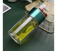 Tea Infuser Bottle Tea and Water Separation, 3-in-1 Glass Teas Infuser, Portable Double Wall Glass Teapot for Loose Leaf Teas, Coffee and Fruit Infusions (Emerald,350ml)