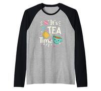 Tea Lovers - Taza de té Kawaii para Amantes del té, Galletas, macarrones, Fiesta de té Camiseta Manga Raglan