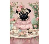 Tea Party Pug Journal: A Cottagecore-Inspired Ruled Notebook for Pug Lovers
