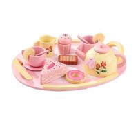 Tea Party Set - 16 Pieces Wooden with Dessert Pretend Play, Kids Tea Party Set, Ţea Ṕarty Śet for Birthday Children's Day Thanksgiving Festivals New Year 6-8 Years Old Girls Outdoor ťea Parties