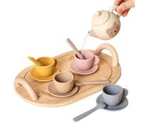 Tea Party Set, Toddler Pretend Play Set, Motor Skills Development, Colorful Tableware Pieces, Fun Role Play Toy, Educational Gift Idea for Birthday, Holiday, Christmas, (Silicone)