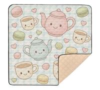Tea Party - Tapete de juego grande y resistente estilo libro de cuentos para interiores y exteriores, tapete portátil de juego para bebés pequeños, 50 x 50 pulgadas