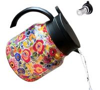 TEA POT CON FILER - Elegante hervidor de vacío floral en diseño de acero inoxidable | Recipiente térmico aislado, jarra de 800 ml de cerveza para el filtro que vierte infusiones de hojas sueltas
