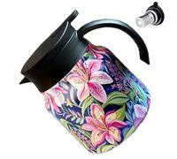 TEA POT CON FILER - Elegante hervidor de vacío floral en diseño de acero inoxidable | Recipiente térmico aislado, jarra de 800 ml de cerveza para el filtro que vierte infusiones de hojas sueltas
