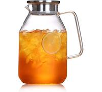 Tea Pots Cup 1.5 L/L Water Pot Water Jug with Lid Borosilicate Glass Heat Resistance Kettle Jug Container Suitable for Juice/Cold Water/Hot Coffee (Single Pot No Cup) Heat R