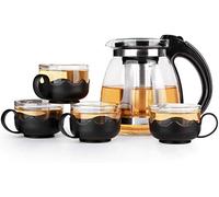 Tea Pots Cup Glass Heat Resistant The Filter in Thickened Tea Set Glass Tea Kettle Set of (Color: Pot 1 Cup + 160ml * 4) Heat Resistant (Size : Pot 1+160ml Cup*4) 461
