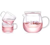 Tea Pots Cup Glass Tea Set Heat Resistant High Temperature Household Filter Teacup Water Bottle Pink Girl Heart (Style: Single Can) Heat Resistant (Size : Single Pot) 575