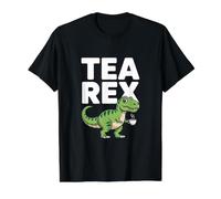 Tea Rex Dinosaurio Amantes del Café Humor Camiseta gráfica económica, Hombre, Negro, L