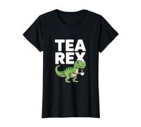 Tea Rex Dinosaurio Amantes del Café Humor Camiseta gráfica económica, Mujer, Negro, L