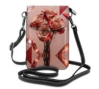 Tea Rose Block - Bolso cruzado pequeño para mujer, piel sintética, con ranuras para tarjetas, correa ajustable