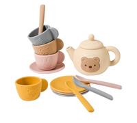 Tea Set, Pretend Play, Safe and Soft Silicone Material, Educational Silicone Learning Toy as Shown for 3-6 Years Old Girls Boys Son Daughter, Y Playroom, Nursery, or Travel Bag