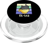 Tea Shop Cozy Mystery Kit Tea Lover Black Cat in Tea Cup PopSockets PopGrip para MagSafe