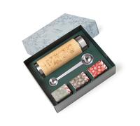 TEA SHOP - Pack Termo de bambú y acero inoxidable con filtro y cierre hermético + Cuchara medidora + 3 tipos de té - Set Tea Time Travel Gingerbread - Perfecto para Regalo