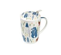 TEA SHOP - Taza de Té o Infusiones con filtro, infusor y tapa - Taza Super Jumbo Bear Forest - Fabricada en Porcelana
