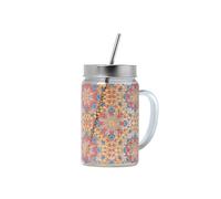 TEA SHOP - Taza de Té o Infusiones - Jarra de Vidrio Sky - Colorida jarra de cristal con tapa y pajita