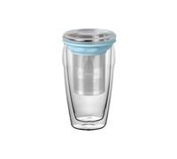 TEA SHOP - Taza de Té o Infusiones - Taza All in One Jumbo Sky - Taza de Cristal Termorresistente con Infusor de Acero Inoxidable - 400 ml - Turquesa