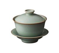 TEA SOUL LIN'S Ceramics Studio RU Porcelana GAIWAN Celadon Azul 160ML, Marrón, 11,5 x 11,5 x 11,5 cm