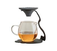 Tea Strainer - Ceramic Loose Leaf Tea Strainer With Iron Stand No Hole Leaf Colander Auspicious Cloud Design Coffee Filter | Enhances Flavor Softens Water For Brewing Cooking