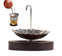 Tea Strainer, Creative Tea Strainer With Matching Base, Umbrella-Shaped Stainless Steel Filter With Wood Stand Loose Leaf Strainers For Kitchen Home Coffee Boiling Cocktail Milk Brewing