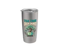 Tea Time Green Thumbs - Amante de la jardinería Vaso térmico de acero inoxidable de doble pared
