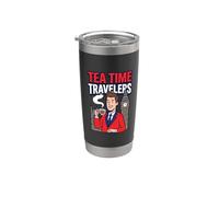 Tea Time Travelers Británico Amante Londres Entusiasta Viajar Vaso térmico de acero inoxidable de doble pared
